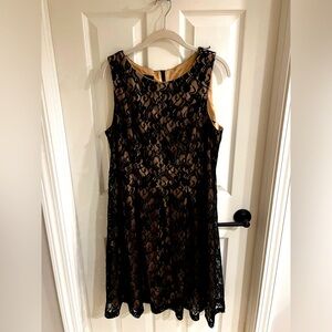 AGB Dress Black Lace with Champagne Knee Length Dress